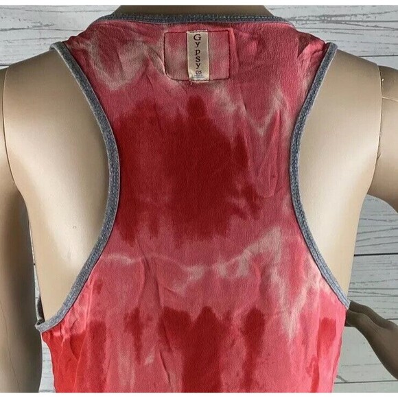 Gypsy 05 Hollywood Tank Top Gray Pink Tie Dye Semi-Sheer Silk Back - Picture 10 of 12